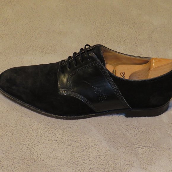 John Lobb Paris Bespoke Black Leather Suede Saddle Oxfords 9.5 US & Shoe Trees main image 12